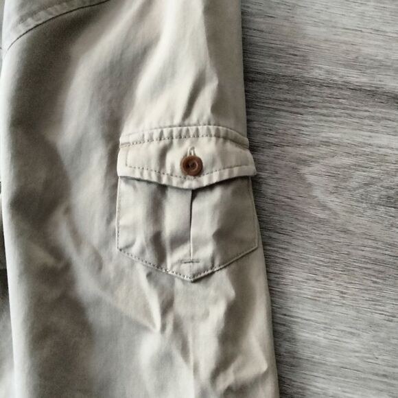 Women's Eddie Bauer * LARGE khaki 100% cotton * button up long sleeve shirt - Picture 5 of 10